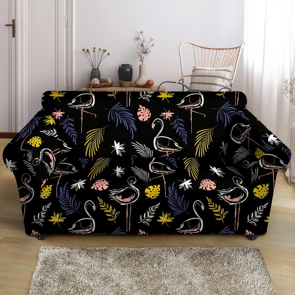 Tropical Flamingo Print Loveseat Cover-grizzshop