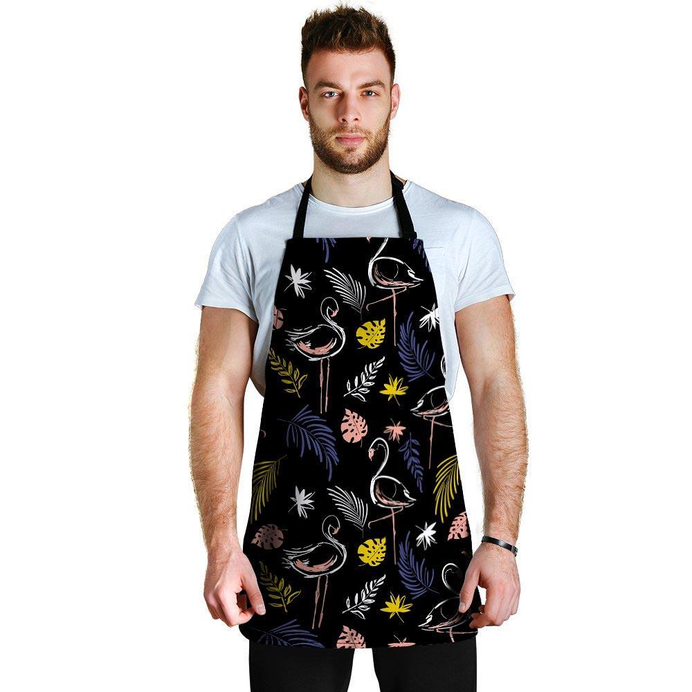 Tropical Flamingo Print Men's Apron-grizzshop