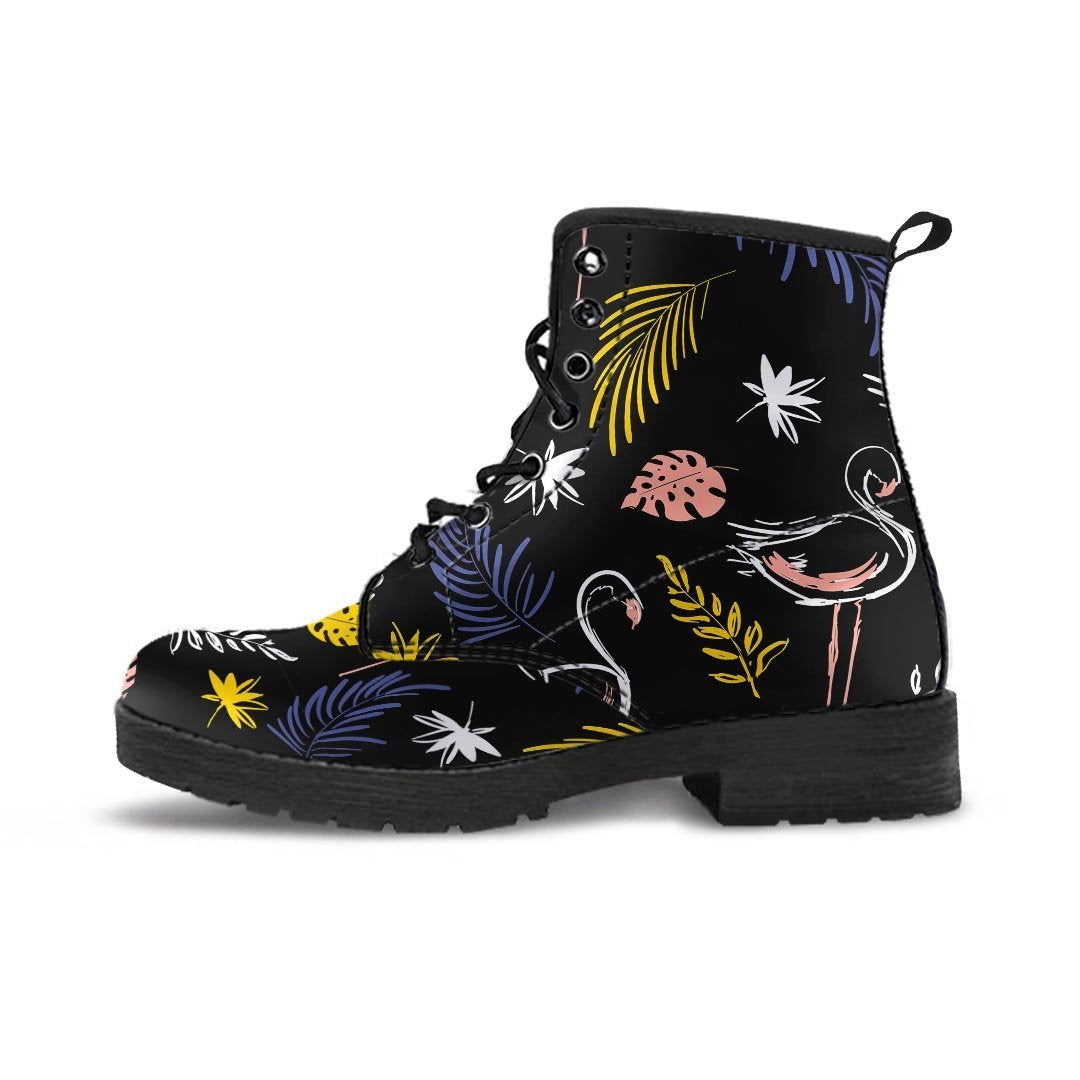 Tropical Flamingo Print Men's Boots-grizzshop