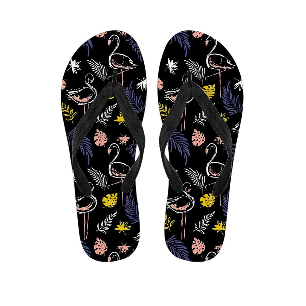 Tropical Flamingo Print Men's Flip Flops-grizzshop