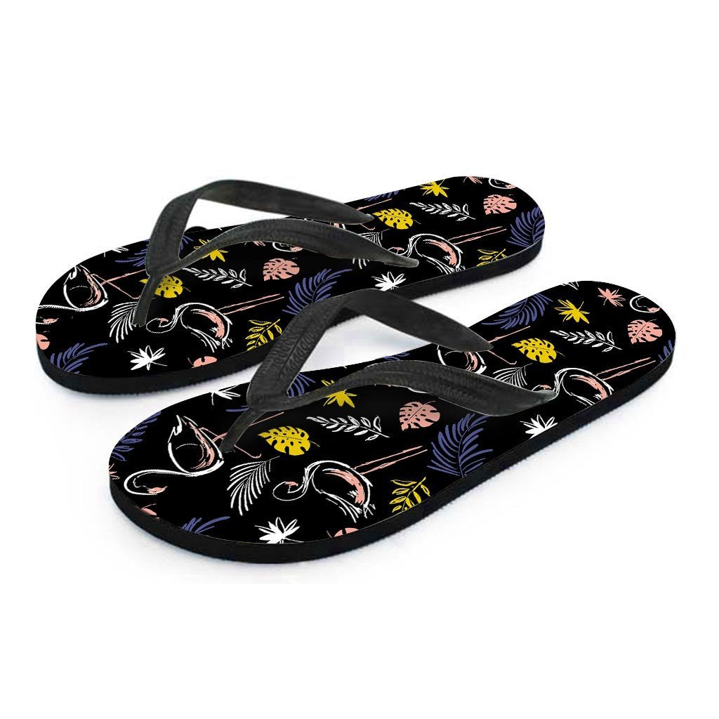 Tropical Flamingo Print Men's Flip Flops-grizzshop