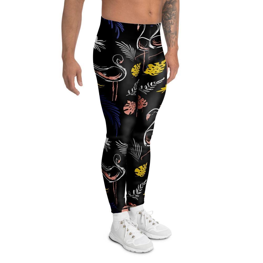 Tropical Flamingo Print Men's Leggings-grizzshop