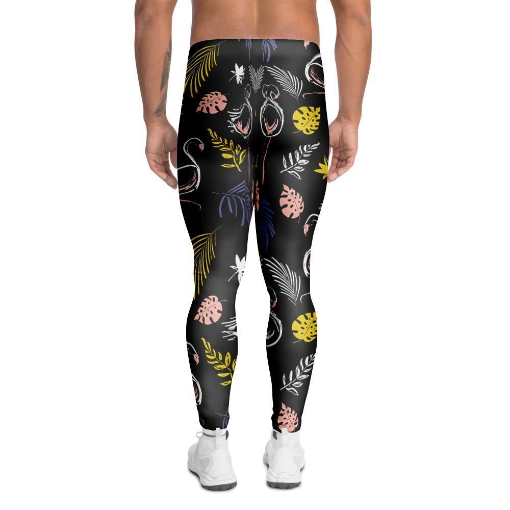 Tropical Flamingo Print Men's Leggings-grizzshop