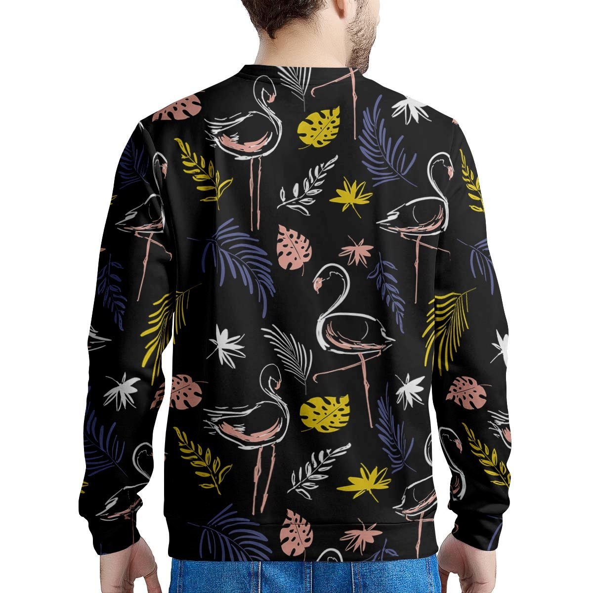 Tropical Flamingo Print Men's Sweatshirt-grizzshop