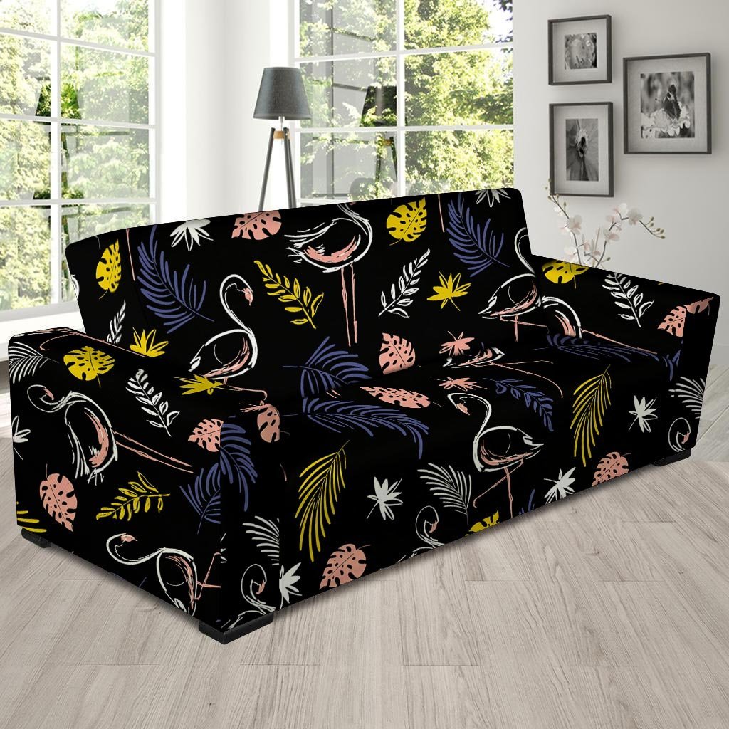 Tropical Flamingo Print Sofa Cover-grizzshop