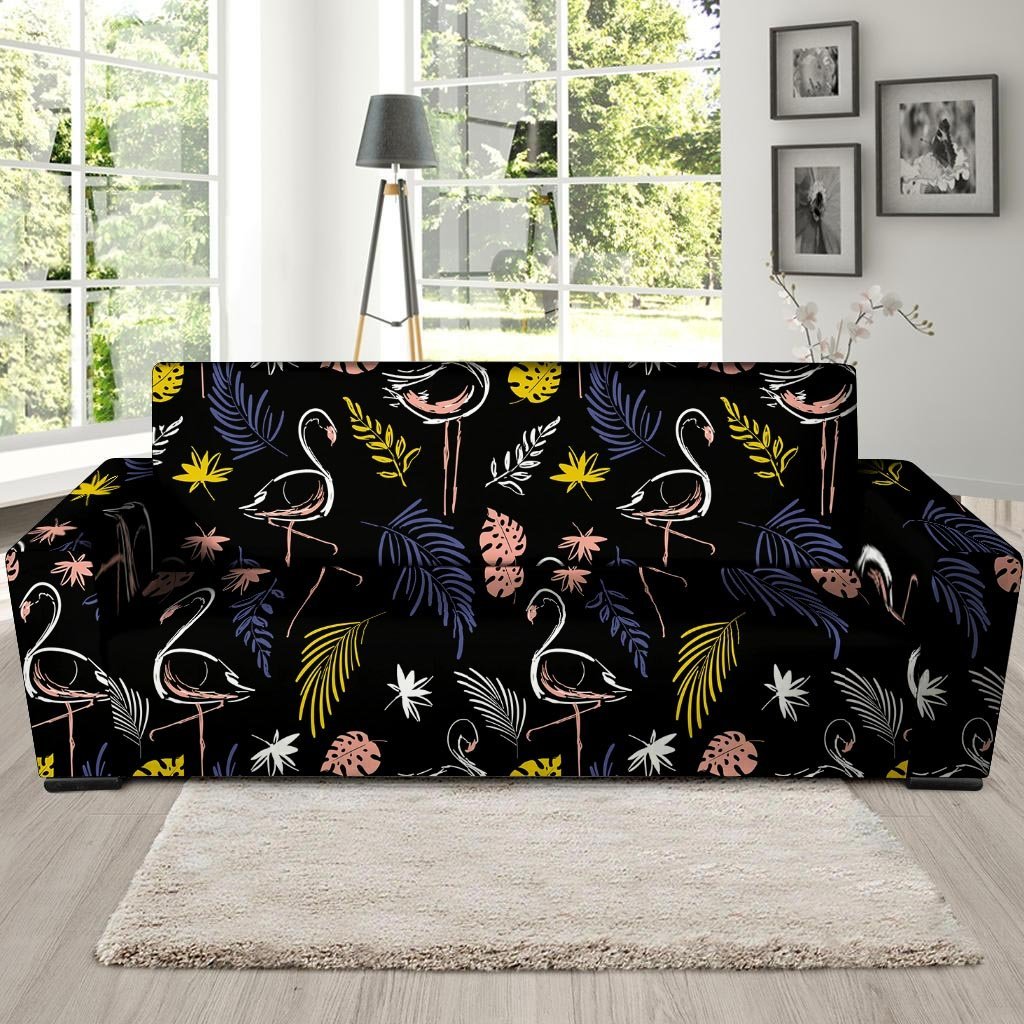 Tropical Flamingo Print Sofa Cover-grizzshop