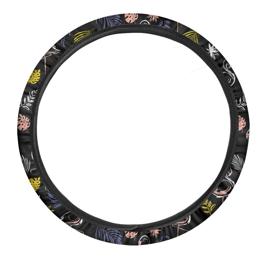 Tropical Flamingo Print Steering Wheel Cover-grizzshop