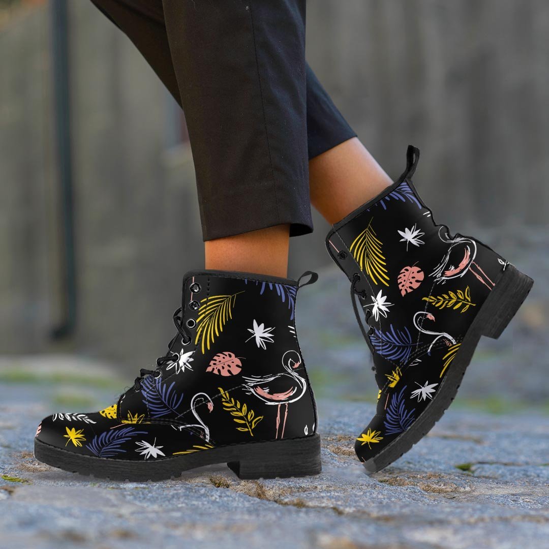 Tropical Flamingo Print Women's Boots-grizzshop