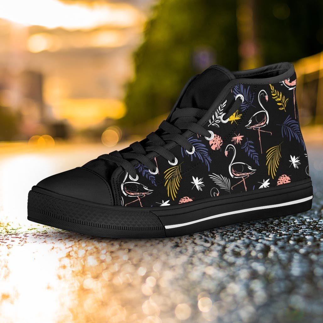 Tropical Flamingo Print Women's High Top Shoes-grizzshop