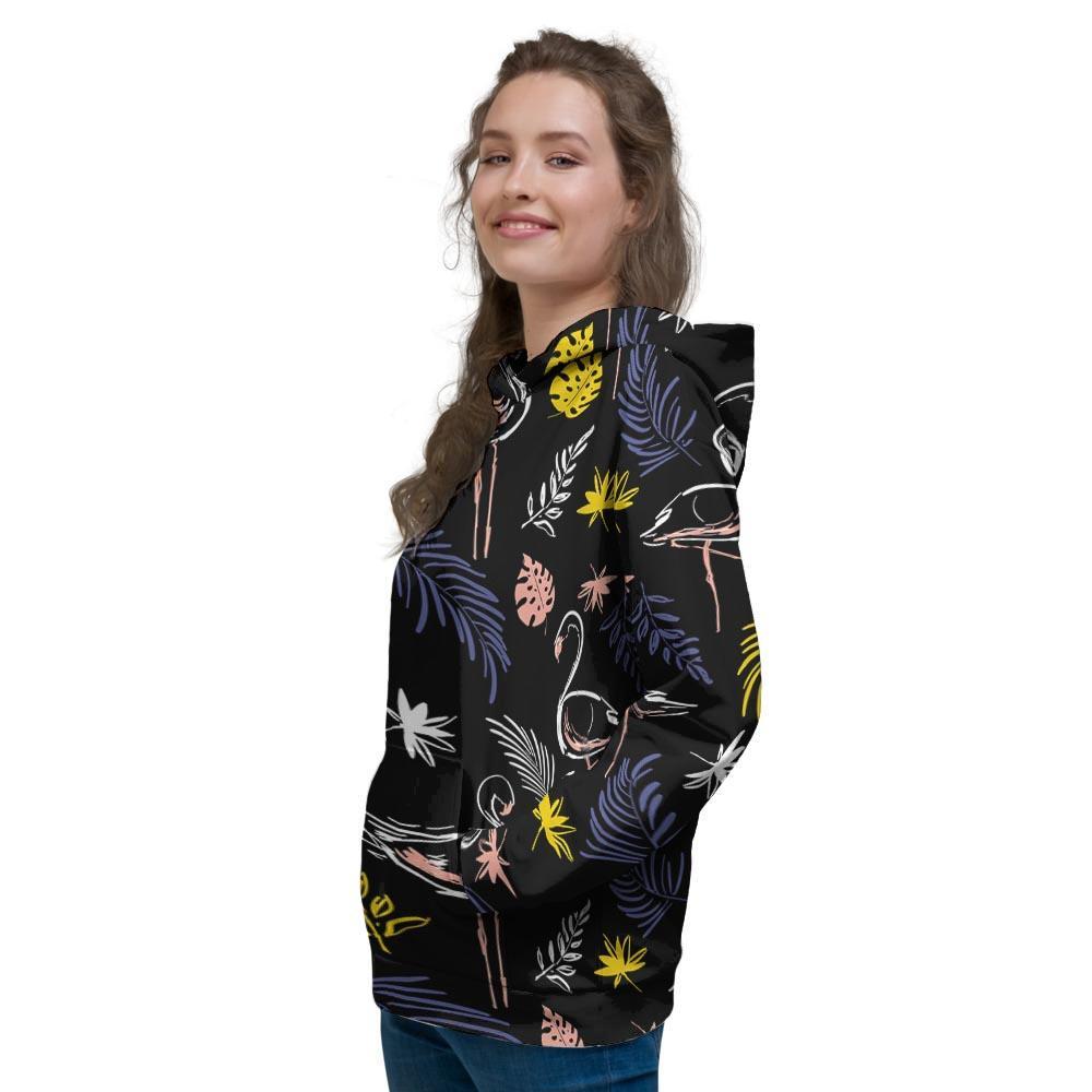 Tropical Flamingo Print Women's Hoodie-grizzshop