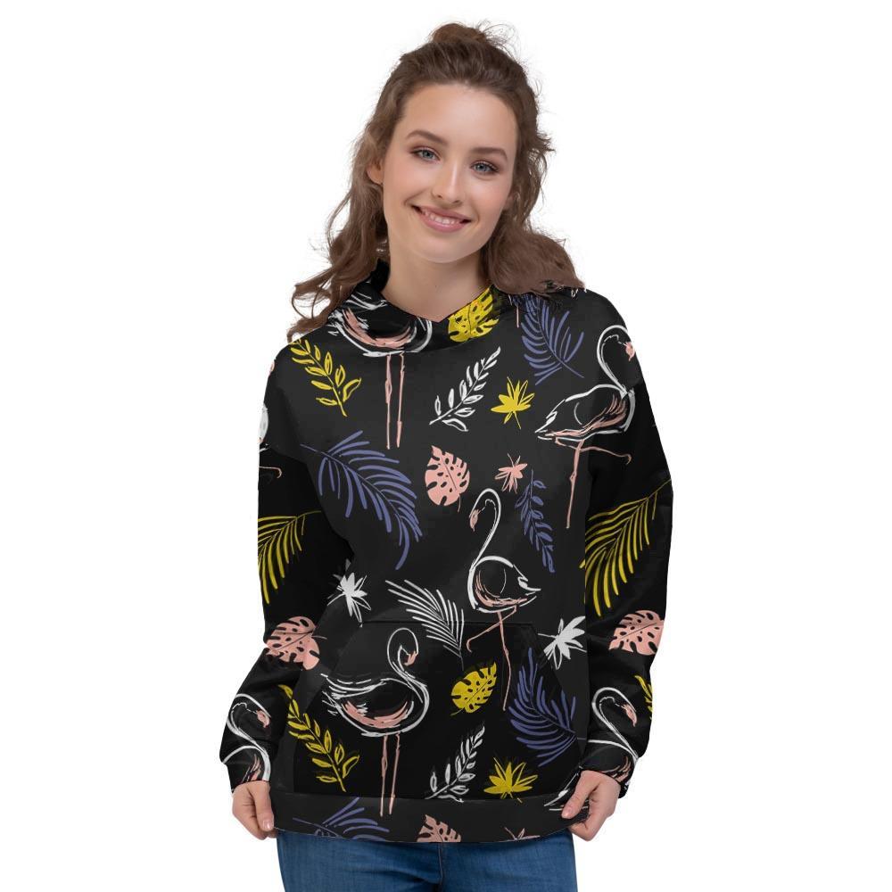 Tropical Flamingo Print Women's Hoodie-grizzshop