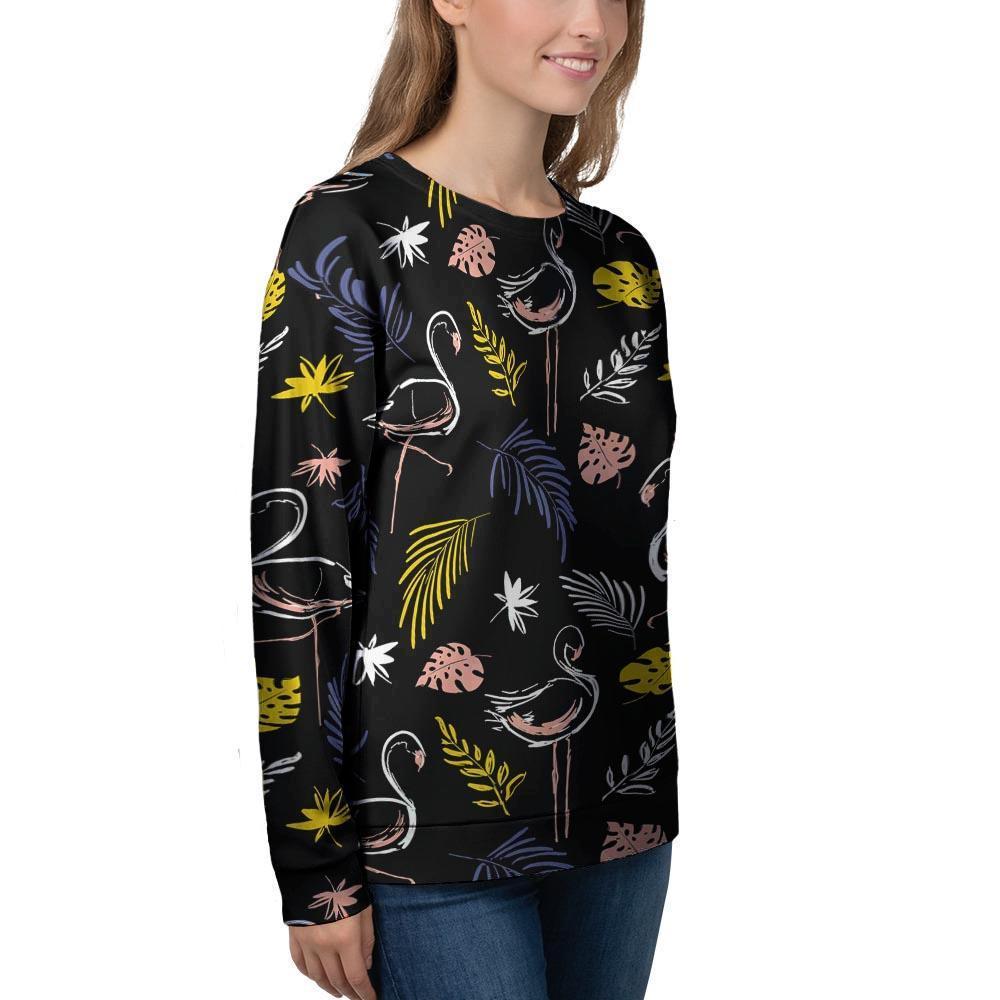 Tropical Flamingo Print Women's Sweatshirt-grizzshop