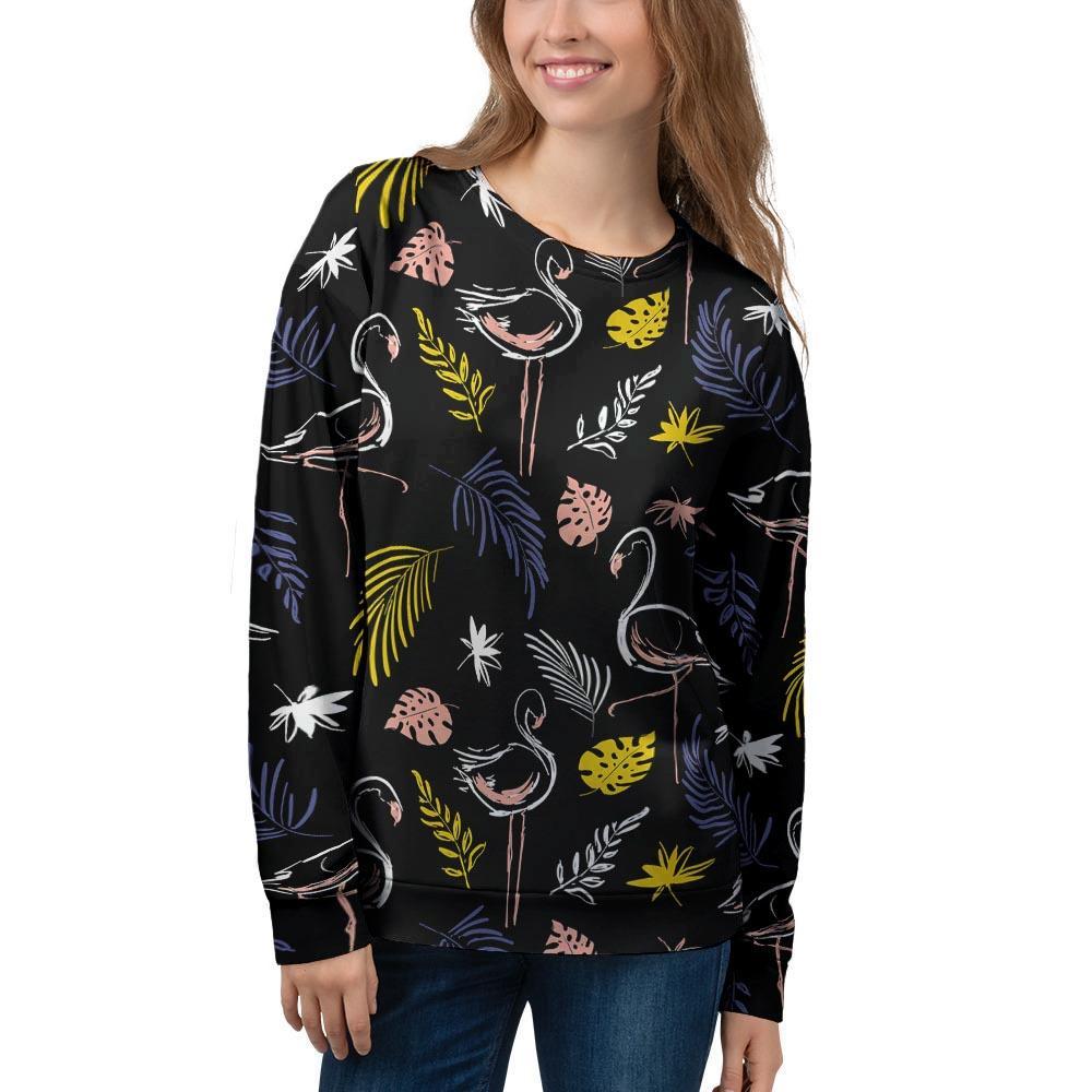 Tropical Flamingo Print Women's Sweatshirt-grizzshop