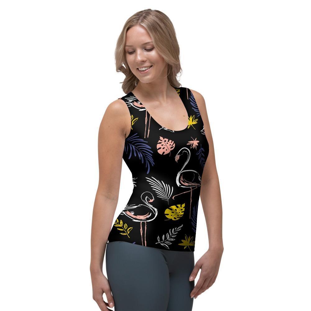 Tropical Flamingo Print Women's Tank Top-grizzshop