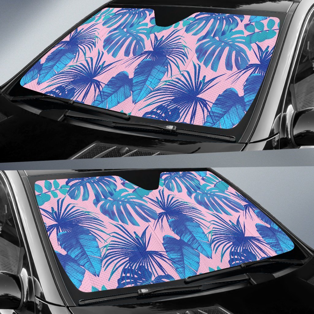 Tropical Floral Hawaiian Palm Leaves Pattern Print Car Sun Shade-grizzshop