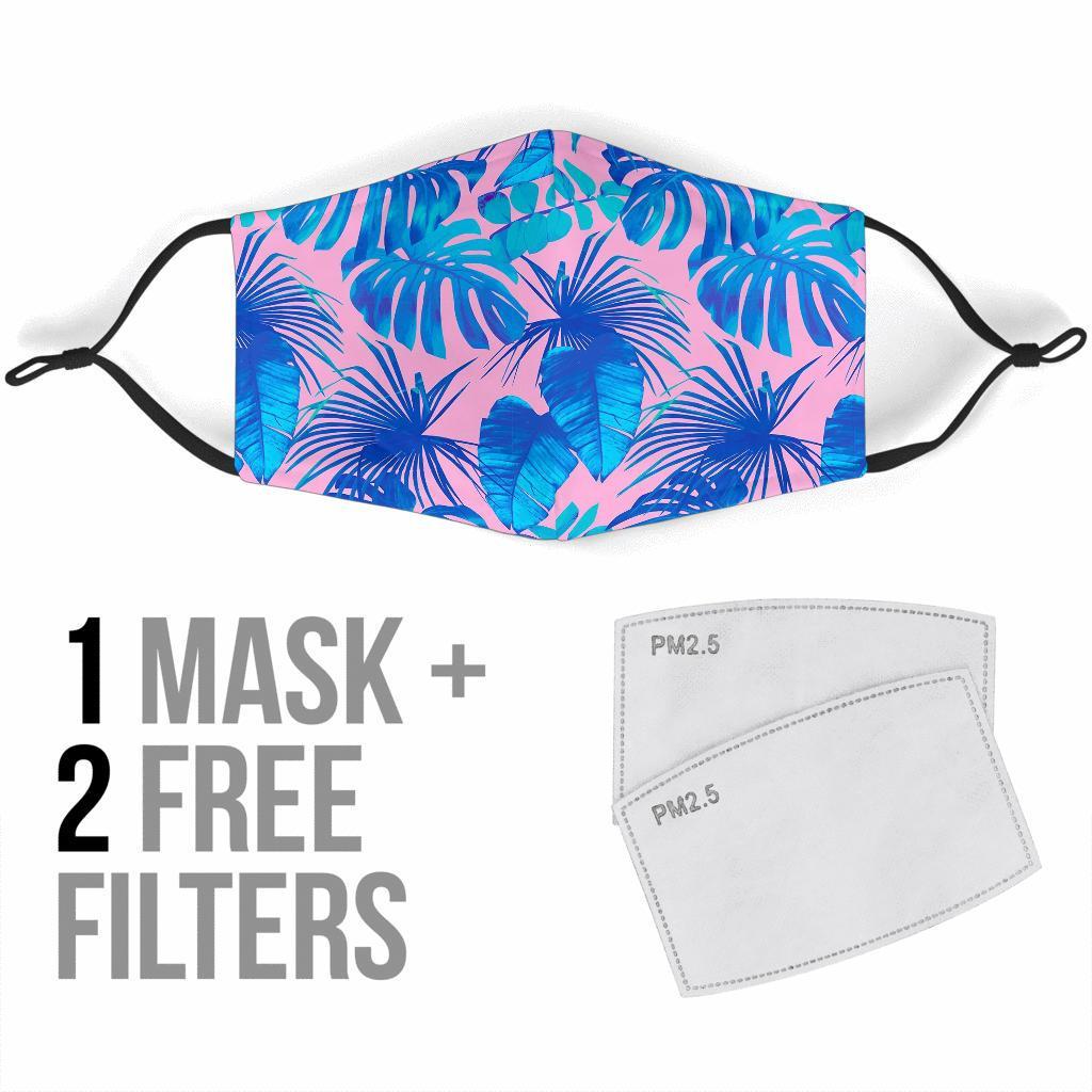 Tropical Floral Hawaiian Palm Leaves Pattern Print Face Mask-grizzshop