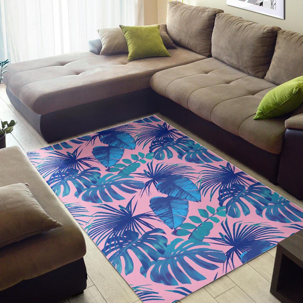 Tropical Floral Hawaiian Palm Leaves Pattern Print Floor Mat-grizzshop