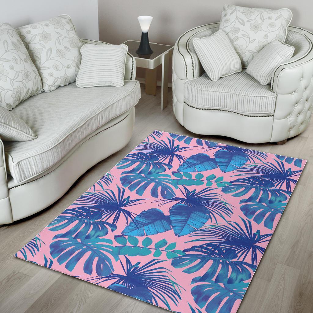 Tropical Floral Hawaiian Palm Leaves Pattern Print Floor Mat-grizzshop