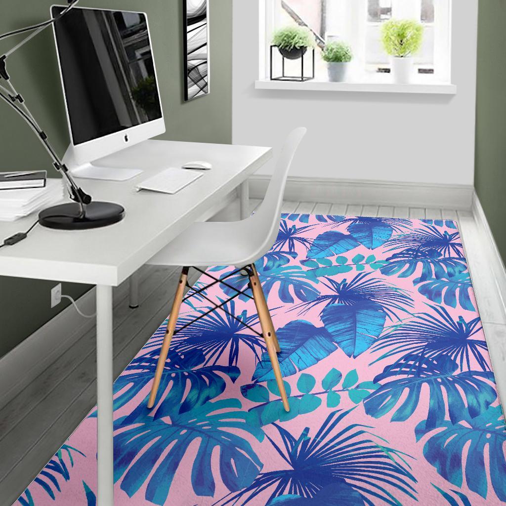 Tropical Floral Hawaiian Palm Leaves Pattern Print Floor Mat-grizzshop