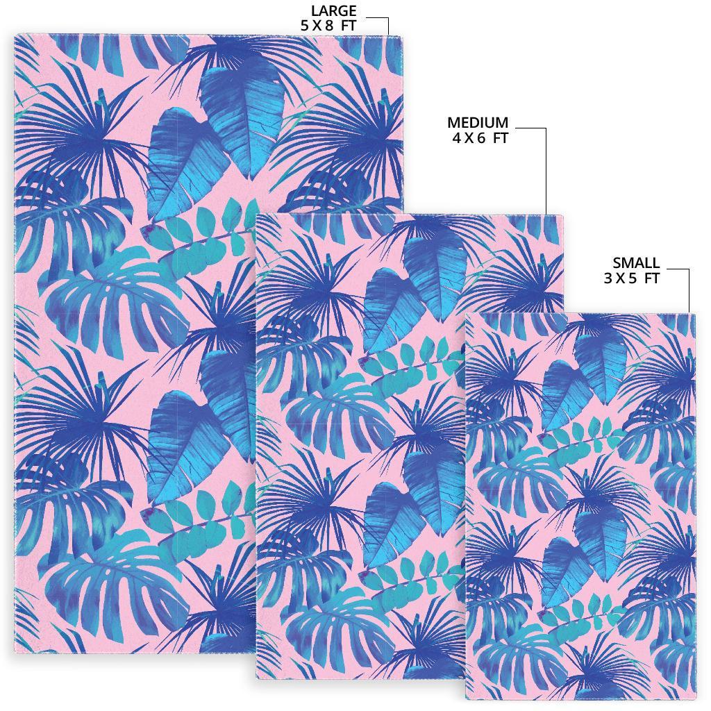 Tropical Floral Hawaiian Palm Leaves Pattern Print Floor Mat-grizzshop