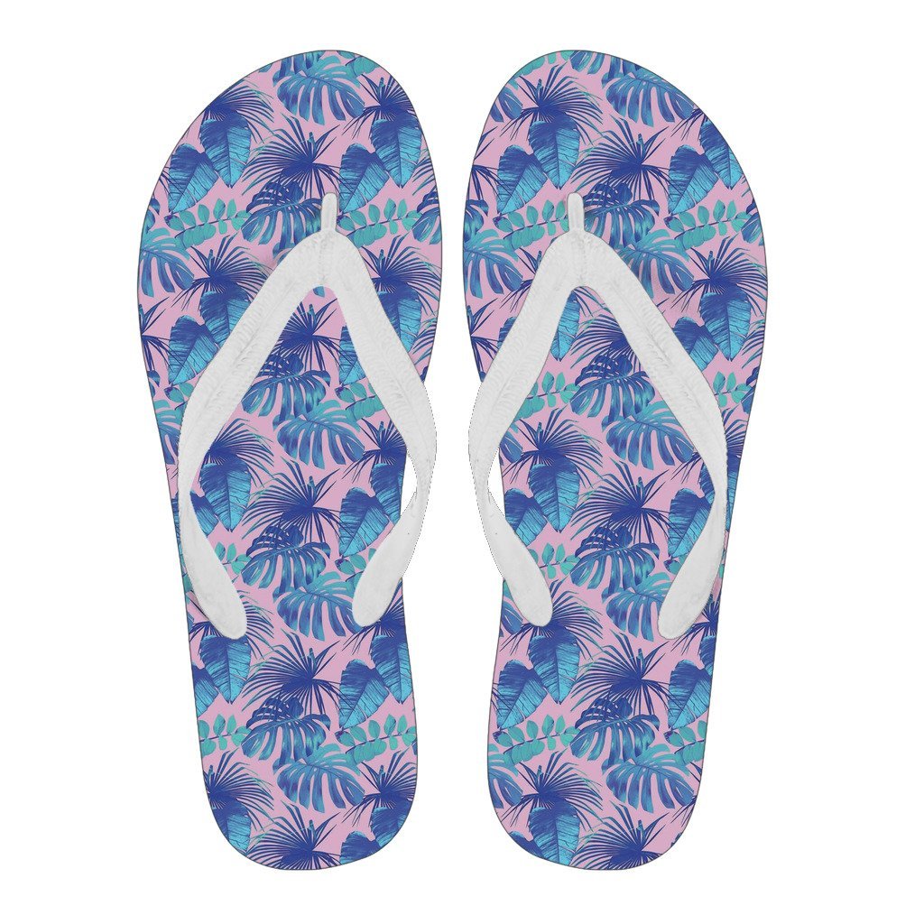 Tropical Floral Hawaiian Palm Leaves Pattern Print Men & Women Flip Flops-grizzshop