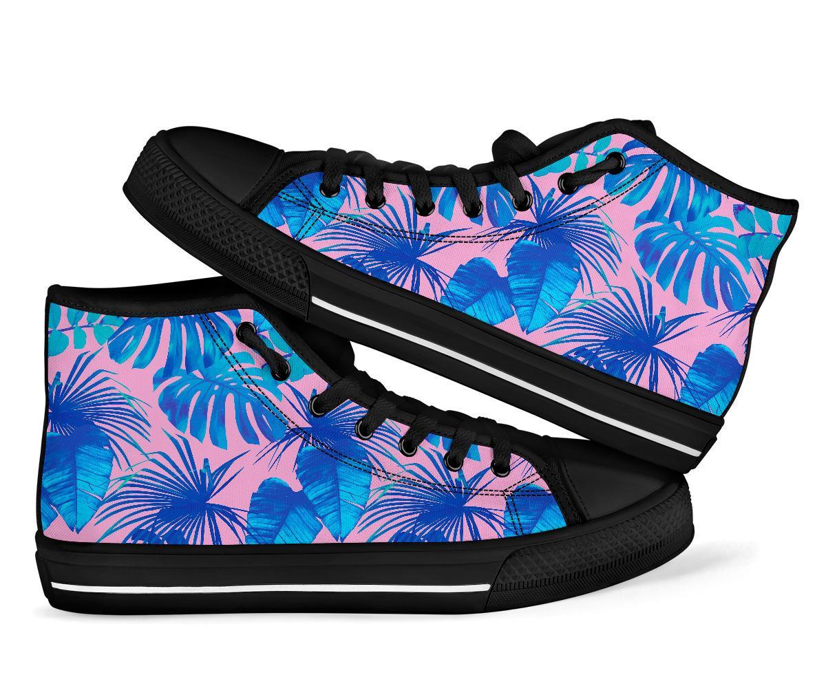 Tropical Floral Hawaiian Palm Leaves Pattern Print Men Women's High Top Shoes-grizzshop