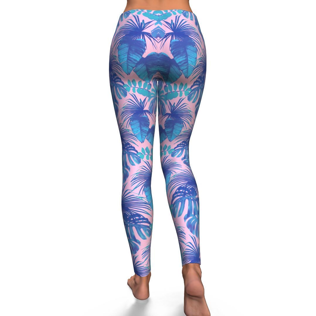 Tropical Floral Hawaiian Palm Leaves Pattern Print Pattern Women Leggings-grizzshop