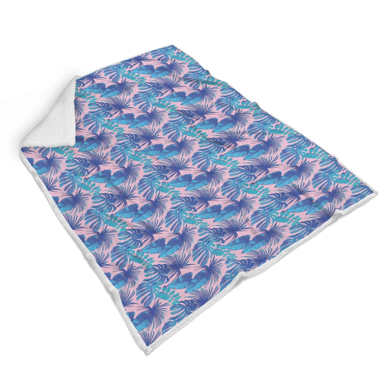 Tropical Floral Hawaiian Palm Leaves Pattern Print Throw Blanket-grizzshop