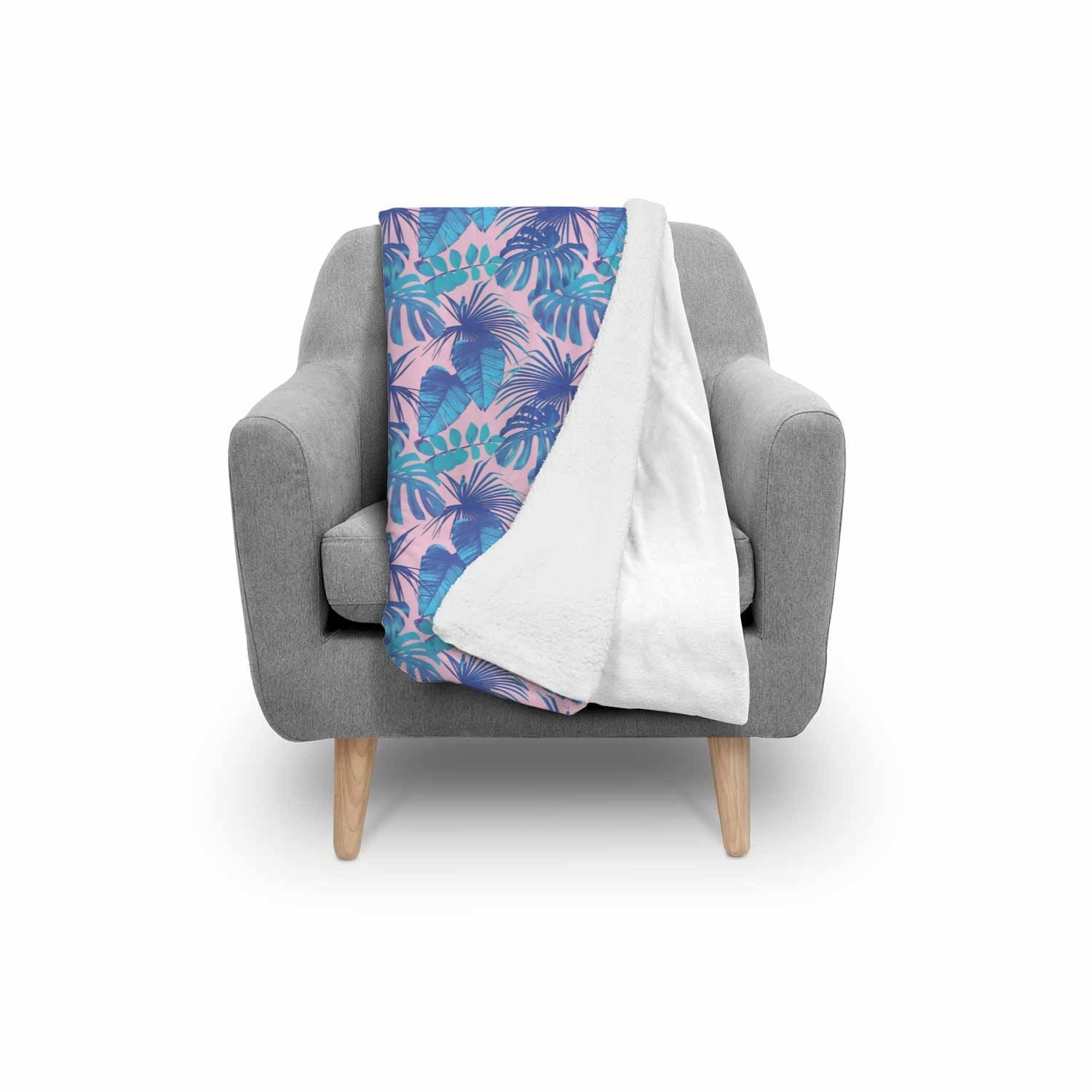 Tropical Floral Hawaiian Palm Leaves Pattern Print Throw Blanket-grizzshop