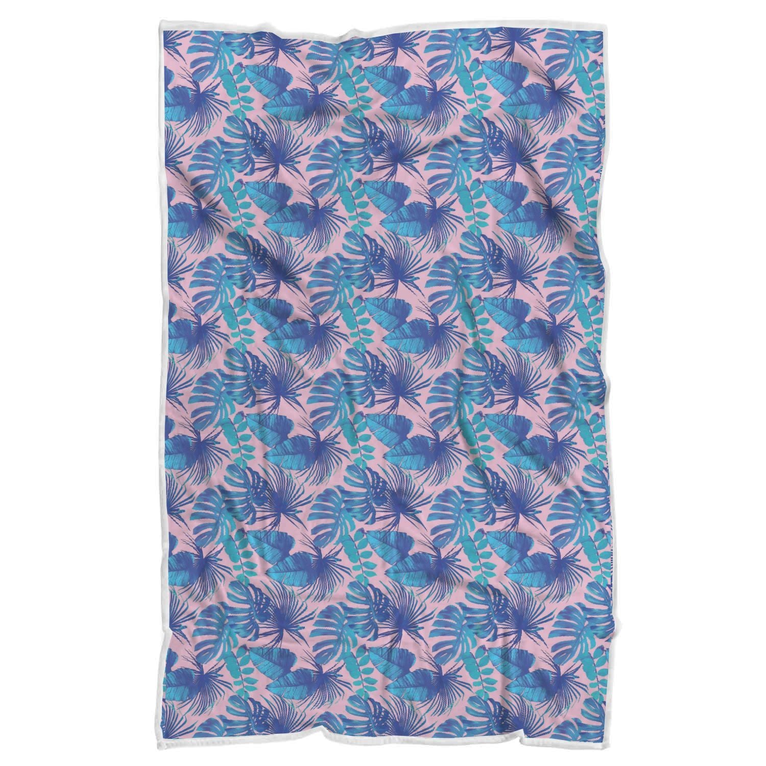 Tropical Floral Hawaiian Palm Leaves Pattern Print Throw Blanket-grizzshop