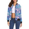 Tropical Floral Hawaiian Palm Leaves Pattern Print Women Casual Bomber Jacket-grizzshop