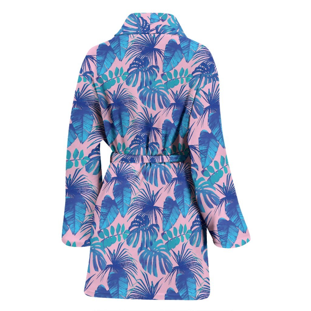 Tropical Floral Hawaiian Palm Leaves Pattern Print Women Long Robe-grizzshop