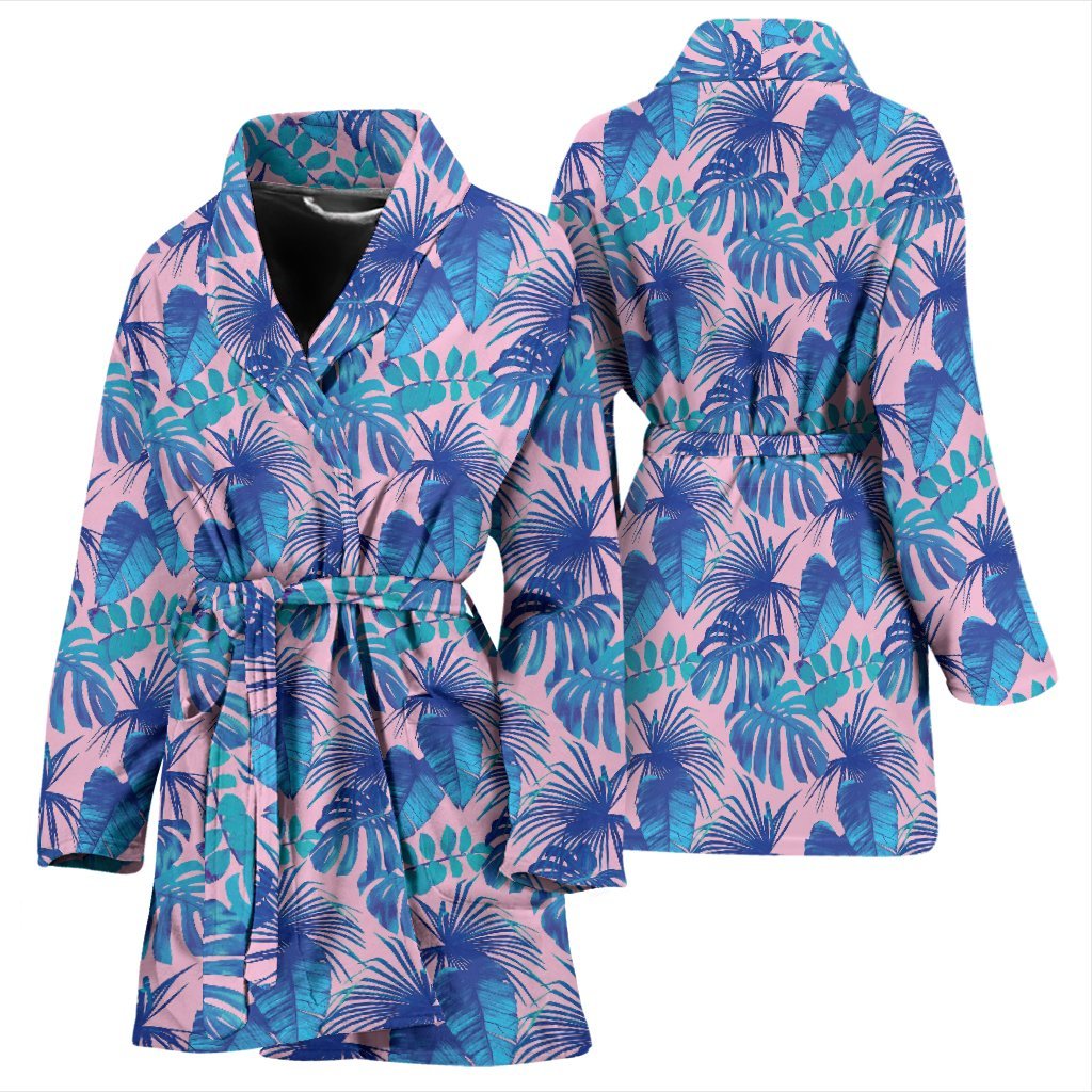 Tropical Floral Hawaiian Palm Leaves Pattern Print Women Long Robe-grizzshop