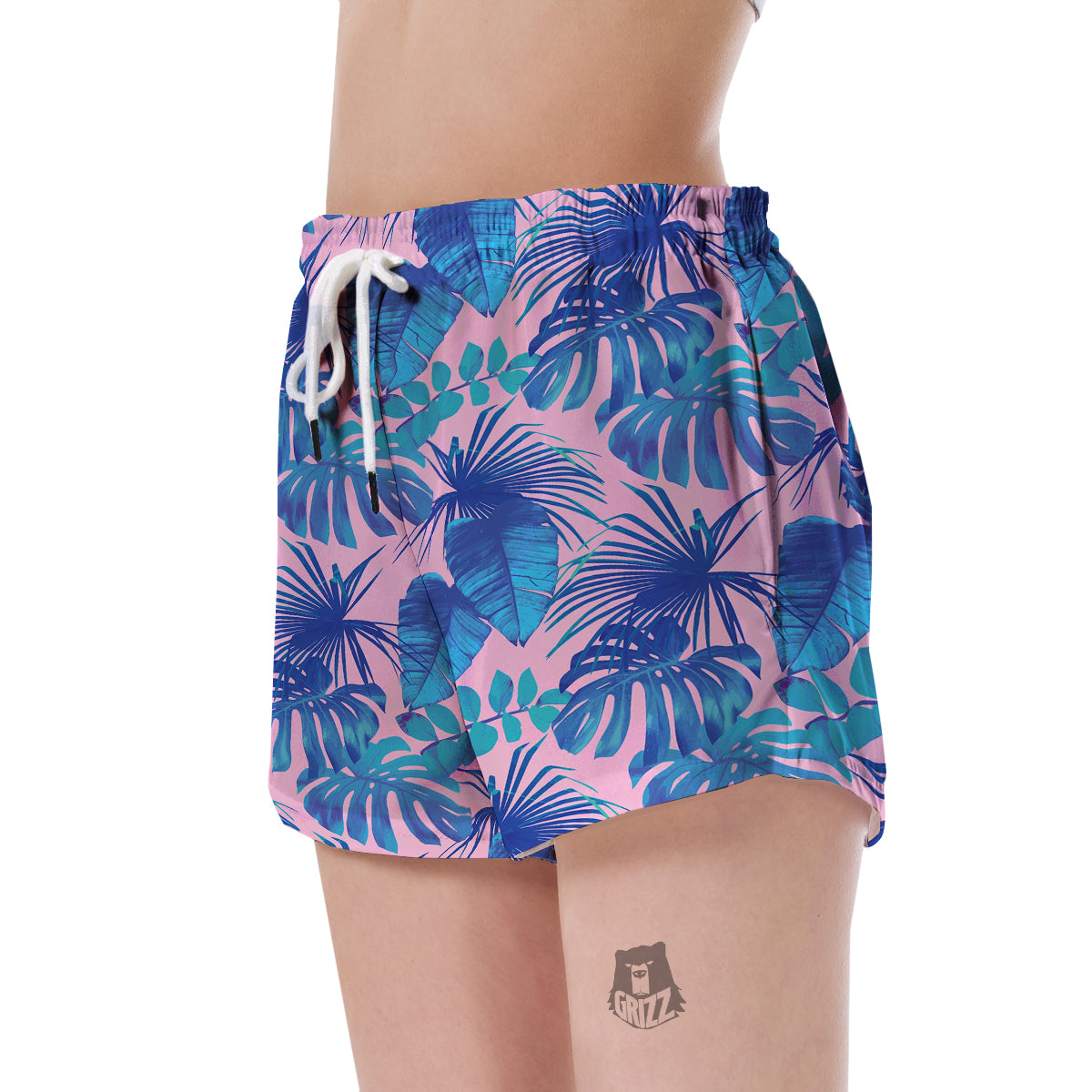 Tropical Floral Hawaiian Palm Leaves Pattern Print Women's Shorts-grizzshop