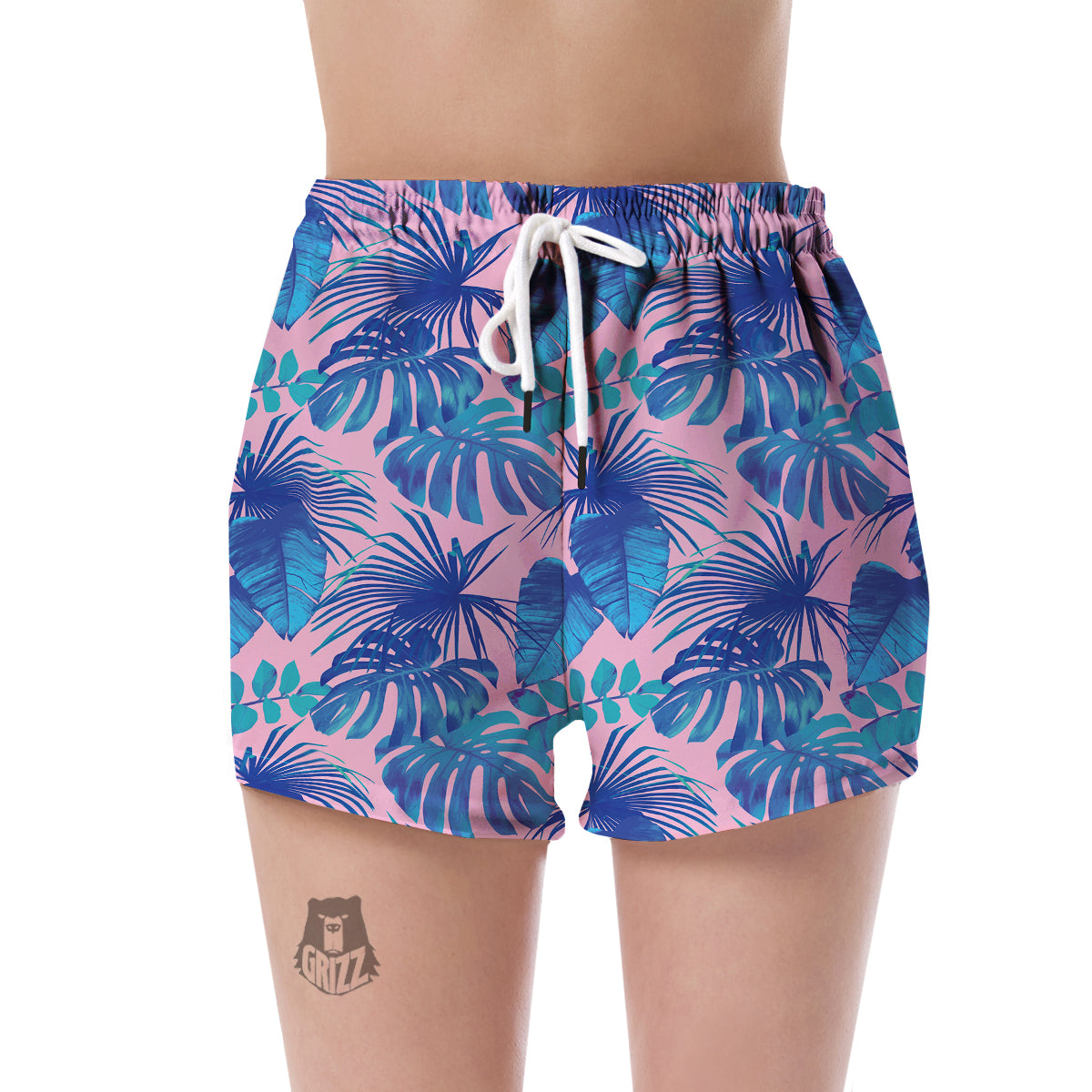 Tropical Floral Hawaiian Palm Leaves Pattern Print Women's Shorts-grizzshop