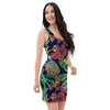 Tropical Floral Pineapple Print Bodycon Dress-grizzshop