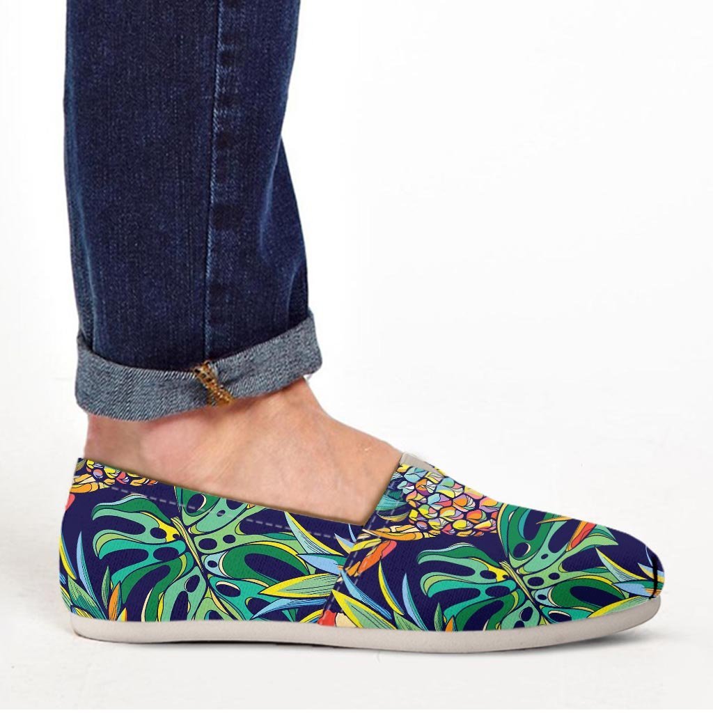 Tropical Floral Pineapple Print Canvas Shoes-grizzshop