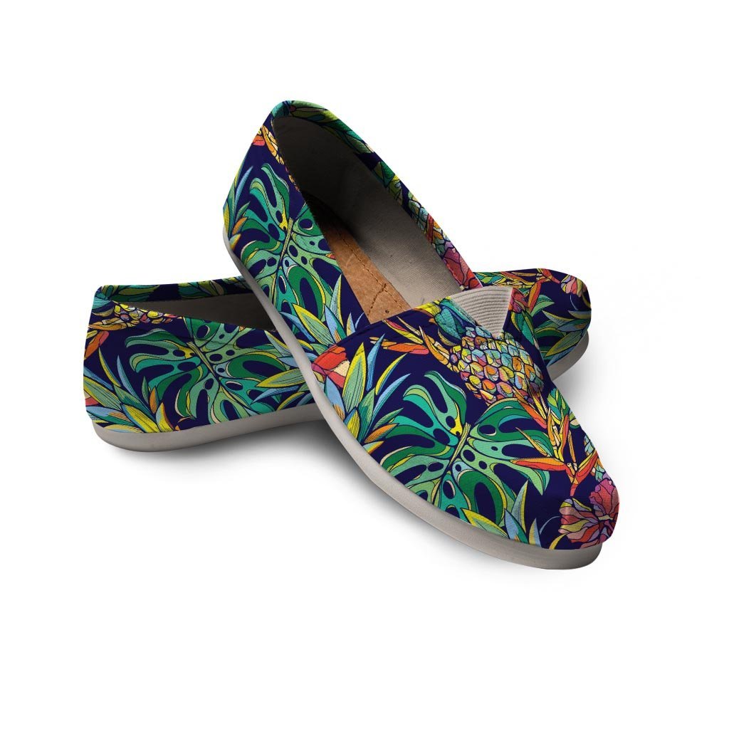 Tropical Floral Pineapple Print Canvas Shoes-grizzshop
