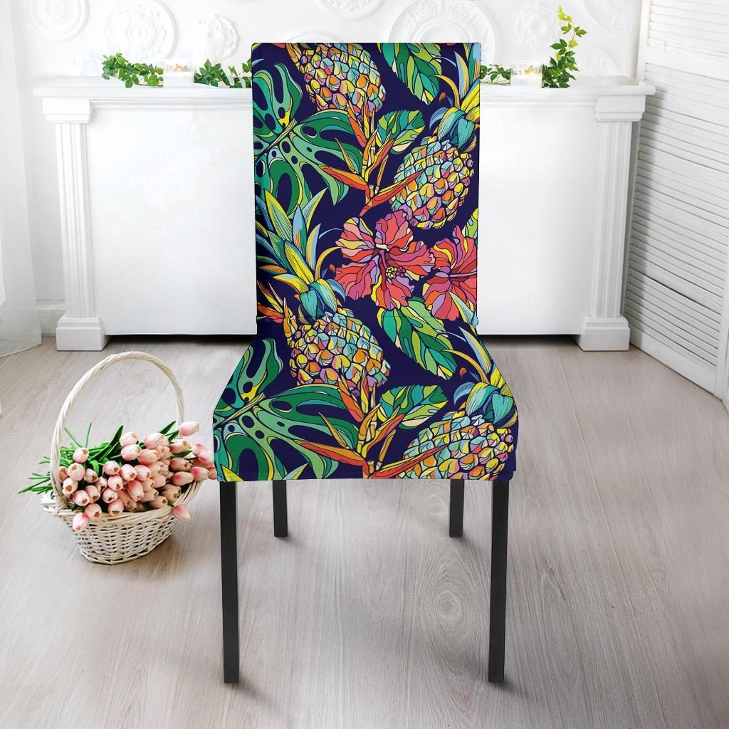 Tropical Floral Pineapple Print Chair Cover-grizzshop