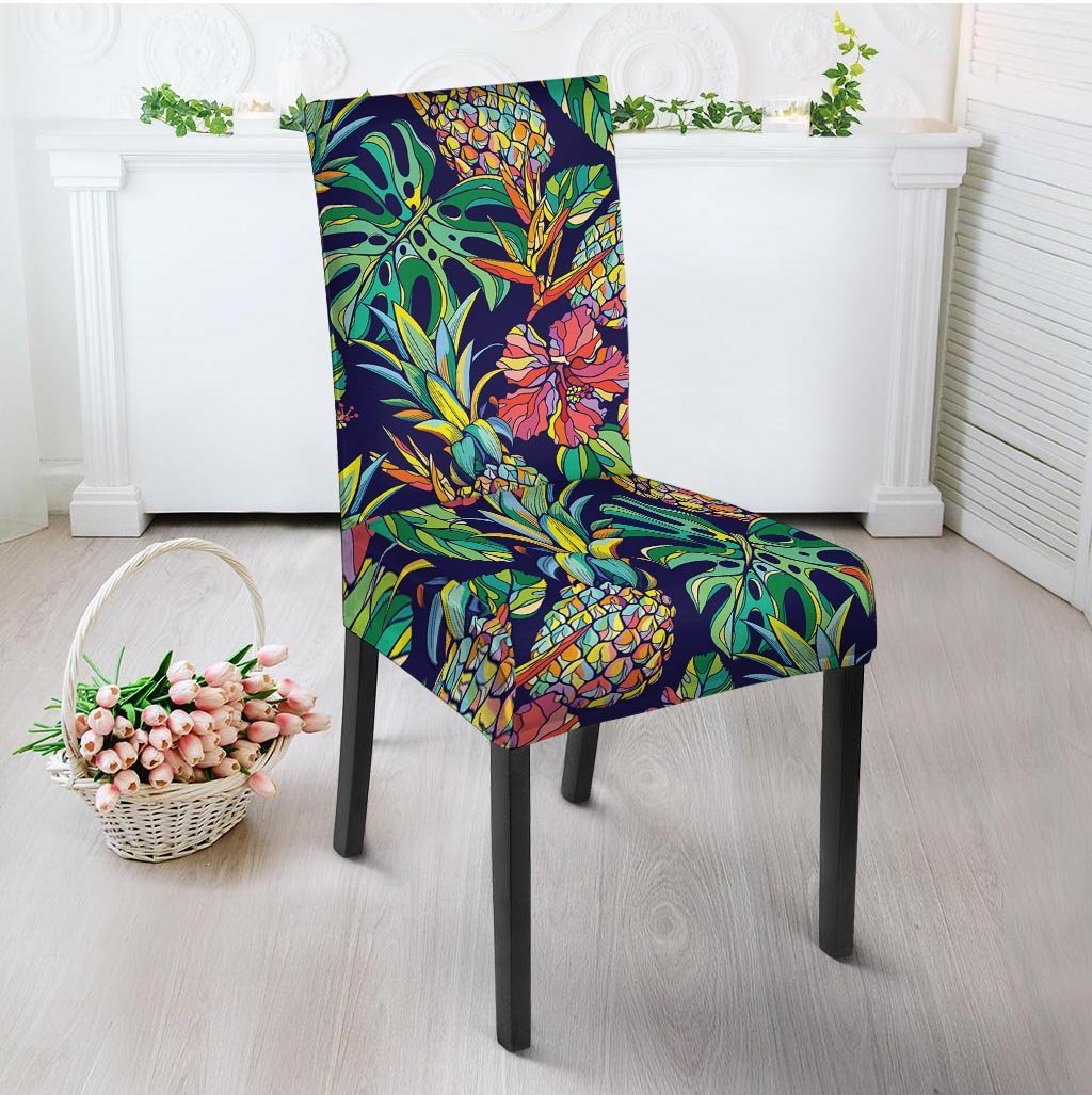 Tropical Floral Pineapple Print Chair Cover-grizzshop
