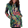 Tropical Floral Pineapple Print Hoodie Dress-grizzshop