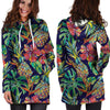 Tropical Floral Pineapple Print Hoodie Dress-grizzshop