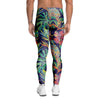 Tropical Floral Pineapple Print Men's Leggings-grizzshop