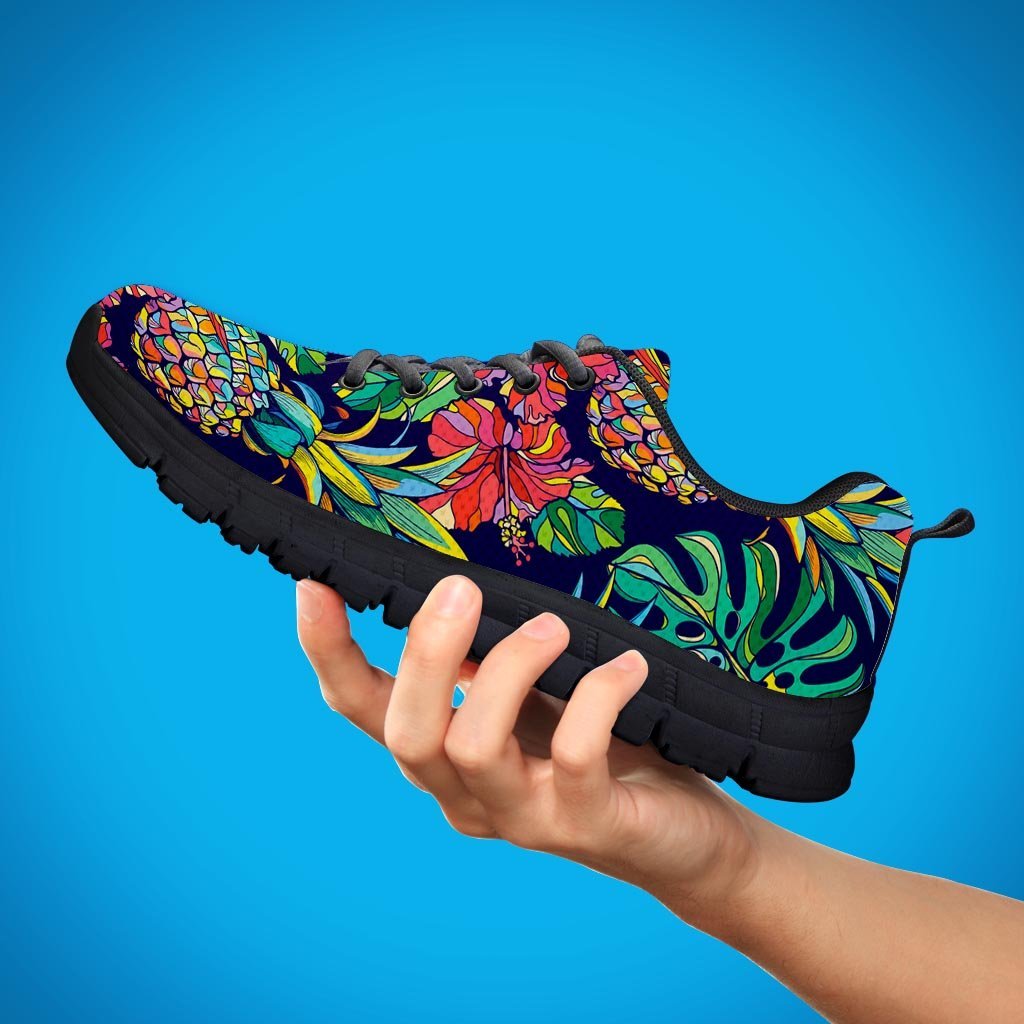 Tropical Floral Pineapple Print Men's Sneakers-grizzshop