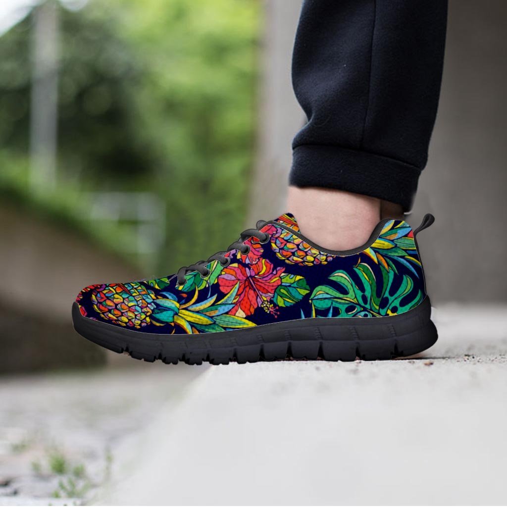 Tropical Floral Pineapple Print Men's Sneakers-grizzshop