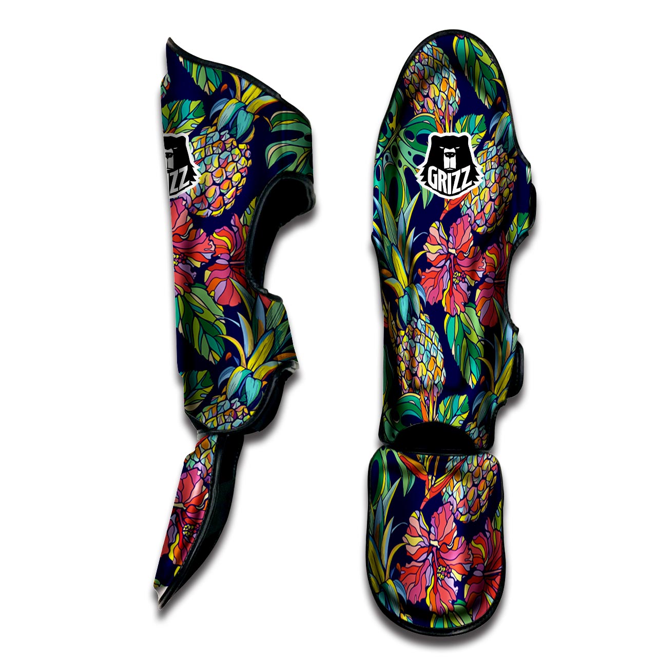 Tropical Floral Pineapple Print Muay Thai Shin Guard-grizzshop