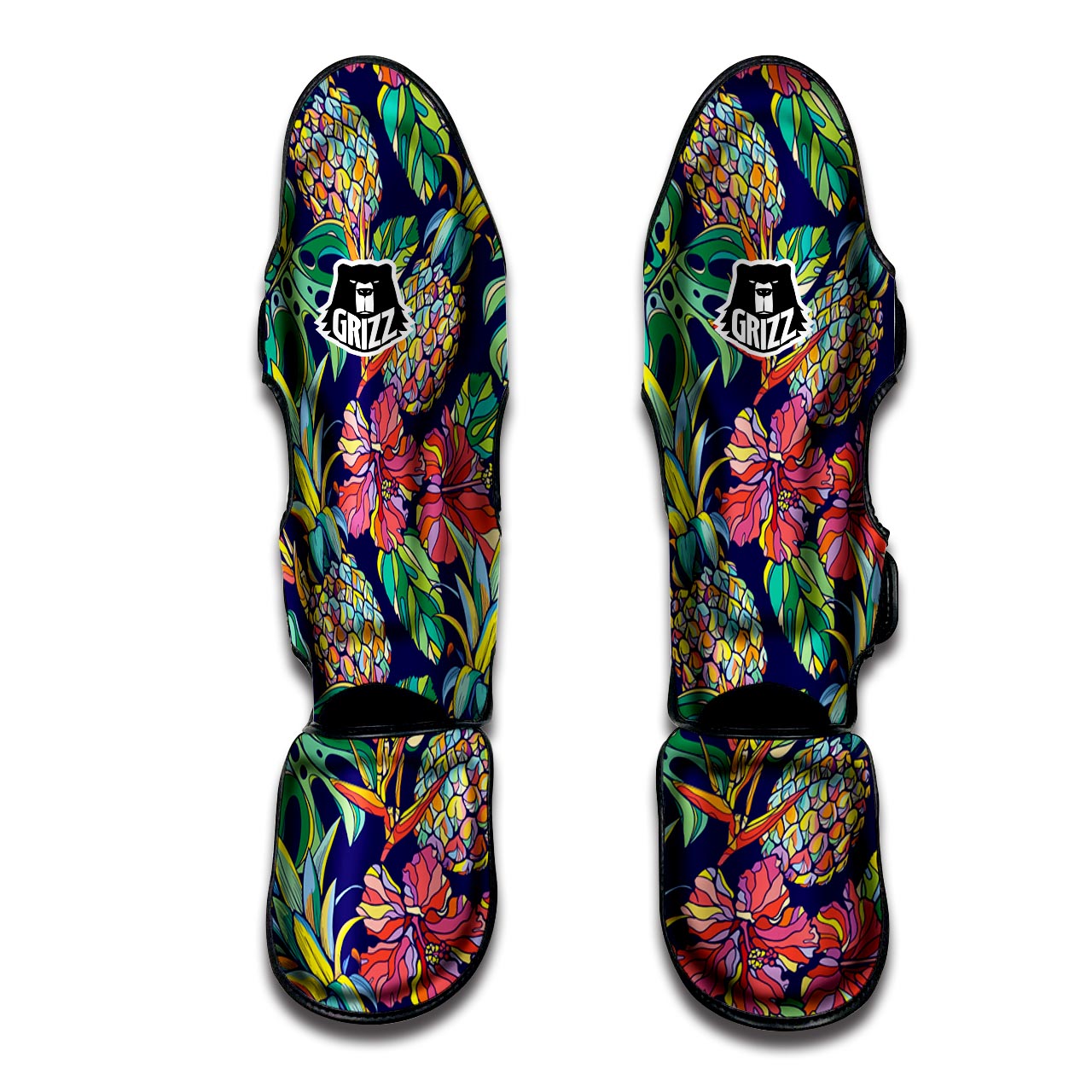 Tropical Floral Pineapple Print Muay Thai Shin Guard-grizzshop