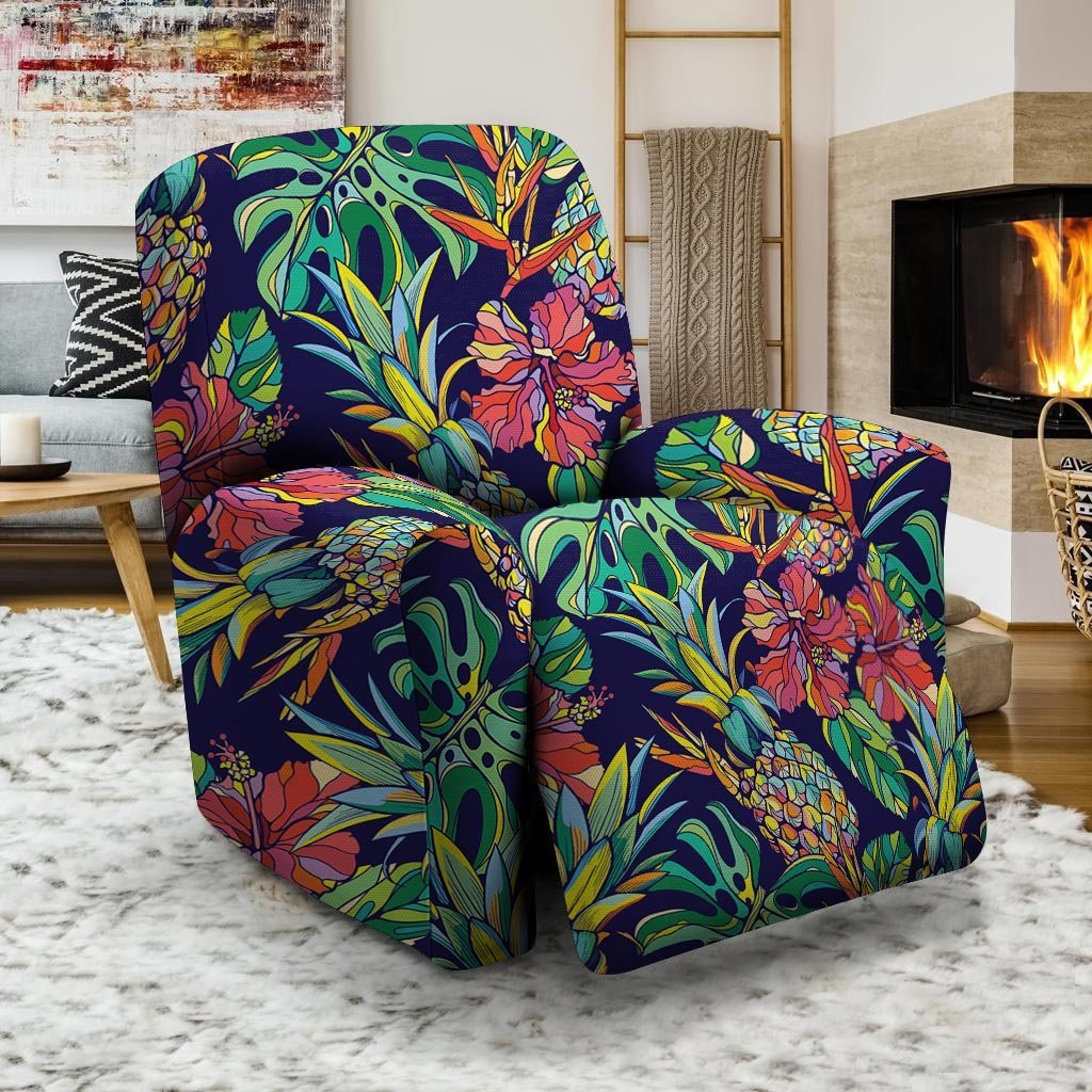 Tropical Floral Pineapple Print Recliner Cover-grizzshop