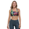 Tropical Floral Pineapple Print Sports Bra-grizzshop