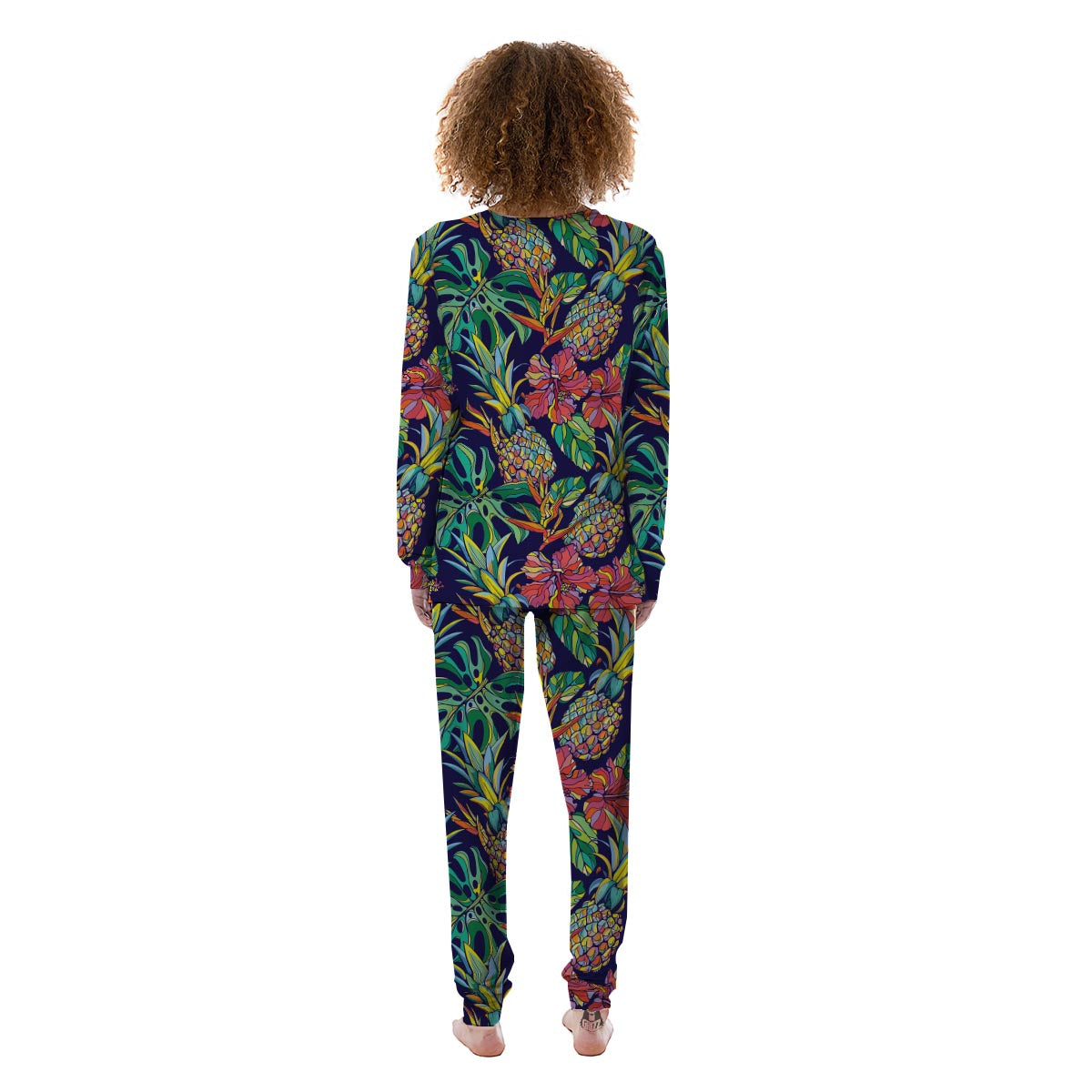 Tropical Floral Pineapple Print Women's Pajamas-grizzshop